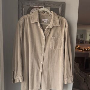 Women's Beige Button Down Corduroy Shirt